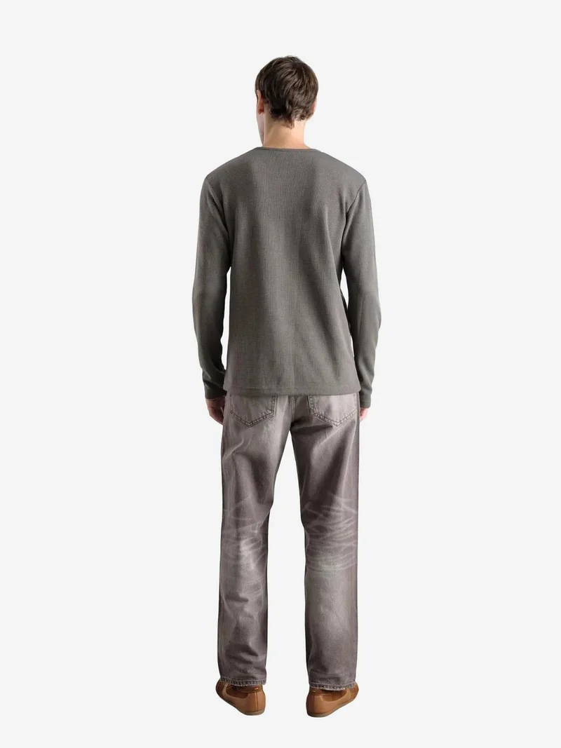 Giesto Beige Natural GIESTO Slim Fit Button Collar Long Sleeve T-Shirt for Men | Best Price UAE